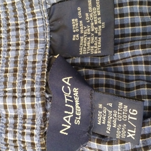 Nautica Cotton Gingham Check Sleepwear XL Pajama Set (Sleep Shirt & Pants) - Picture 9 of 9
